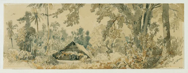 Eingeborenenhütte auf der Insel Puinipet (Ponape), Caroline Islands