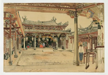 Hof eines chinesischen Tempels in Singapur