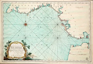 Karte der Küste von Portugal und Spanien, von Kap St. Vincent bis Gibraltar