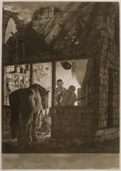 Eine Hufschmiede, graviert von William Pether, 1771