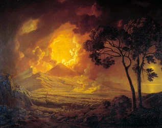 Ausbruch des Vesuvs mit dem Kopf des Heiligen Januarius in Prozession