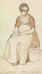 Sitzendes Mädchen mit einem Korb