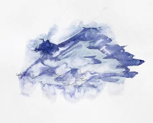 Blaue Aquarellberge