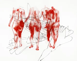Rote Gehende Figuren