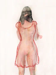 Frau in Rotem Transparent