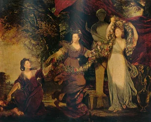 Die Grazien schmücken eine Terminalfigur von Hymen, 1773