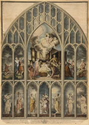 Das Reynolds-Fenster, das die sieben Tugenden darstellt