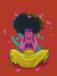 Lebhafte Afro-Gelassenheit