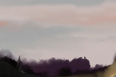 Nebelige violette Berge
