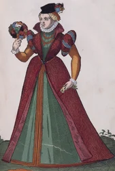 Adlige Frau aus Ferrara, Gravur aus Habitus praecipuorum popularum