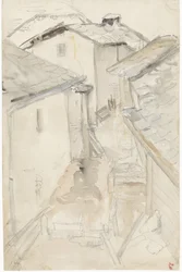 Gasse zwischen alten Häusern