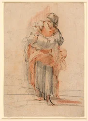 Frau mit zwei Kindern, ca. 1750