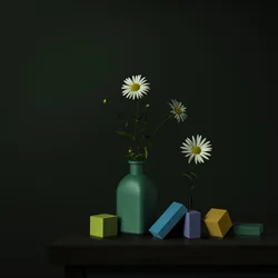 Gänseblümchenvase Geometrische Blöcke