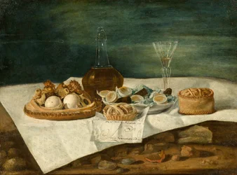 Stillleben mit Gebäck, Wein und Eiern, ca. 1770-1790
