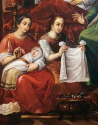 Geburt Marias, von Juan Correa (ca. 1646-1716) (Detail)