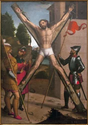 Das Martyrium des heiligen Andreas. Gemälde von Juan Correa de Vivar (ca. 1510-1566)