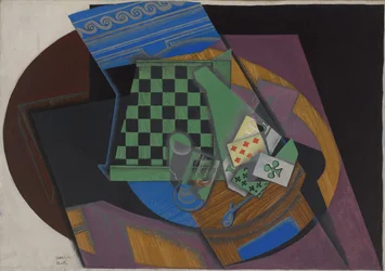 Schachbrett und Spielkarten, 1915