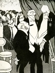 Russischer Gesandter debattiert mit anderen Führern während einer Konferenz, 1908