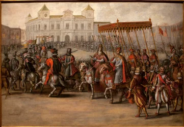 Der Weg zum kaiserlichen Heiligtum von Karl V. (1500-1558) in Bologna (Italien), 24. Februar