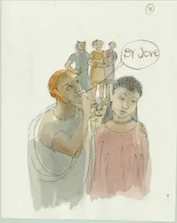 Marcus und Julia mit dem Meisterhandwerker und seinen zwei Arbeitern, 2003
