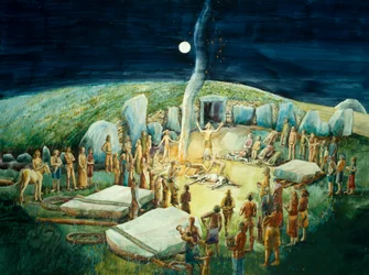 West Kennet Long Barrow, neolithische Rekonstruktion
