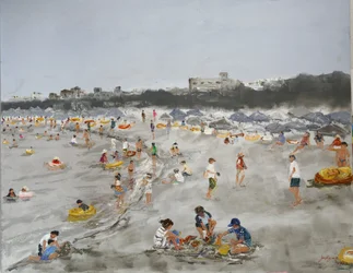 Lebendige Strandszene