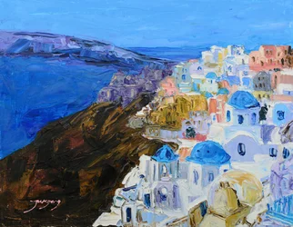 Santorini Blaue Kuppeln