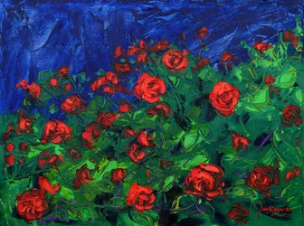 Lebendige rote Rosen
