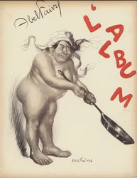 Nackter Koch wirft die Buchstaben, die L