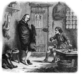 Pierre Corneille (1606-1684) beim Retter. Gravur von Jules Duvaux