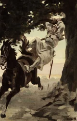 Bruder Jean, Mönch der Abtei von Seuille, hängt an einem Walnussbaum. In „Rabelais et l