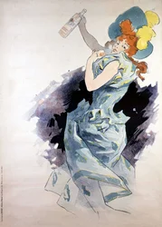 Werbeplakat für Dubonnet, Frau mit einer Flasche, von Jules Chéret