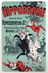 Clowns. Show im Zirkus Hippodrome, Paris. Plakat von Jules Cheret, Frankreich, um 1880