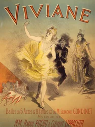 Plakat für Viviane, Ballett von Edmond Gondinet, Musik von Raoul Pugno und Clement Lippacher