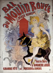Roter Mühlenball weißer Platz. Plakat von Jules Cheret (1836 - 1932)