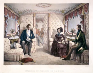König Louis Philippe, Königin Victoria und Prinz Albert in der königlichen Kutsche, 1846