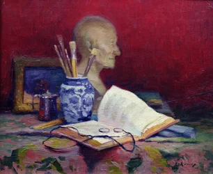 Stillleben mit Kopf von Voltaire