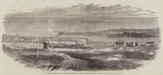 Die Brücke über den Hafen von Sebastopol, Forts Konstantin und Nikolaus