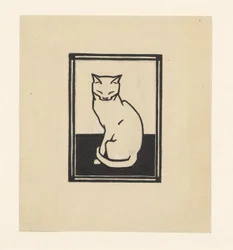Sitzende Katze mit geschlossenen Augen