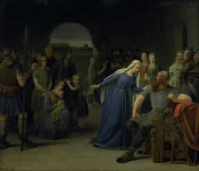 Die dänische Königin Thyra Danebod versucht, das Herz ihres Mannes Gorm den Alten gegenüber einigen christlichen Gefangenen zu erweichen