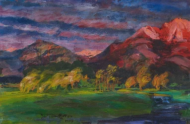 Vorgebirgslandschaft im Abendrot