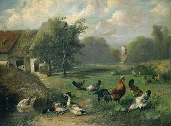 Ente und Geflügel an einem Teich