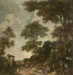 Tapete einer niederländischen Landschaft mit einem Feldweg