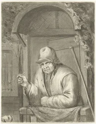 Rauchender Bauer mit Pfeife