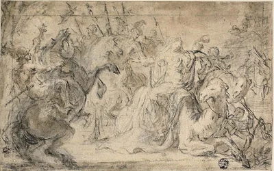 Zenobia umgeben von berittenen Soldaten