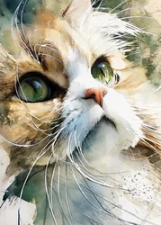 Neugierige Aquarellkatze