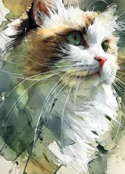 Grünäugige Katze Aquarell