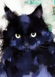 Geheimnisvolles Schwarzes Katzenporträt