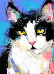Lebendige Tuxedo Katze