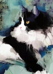 Lebendiges Tuxedo Katzenporträt